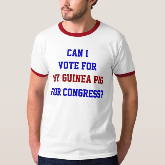 モルモットを議会に擁立しよう 楽しい政治 Tシャツ (正面)