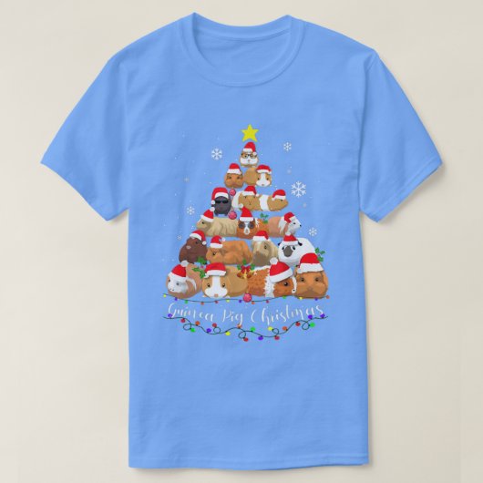 モルモットオーナメントクリスマスツリーおもしろいクリスマス Tシャツ (デザイン正面)