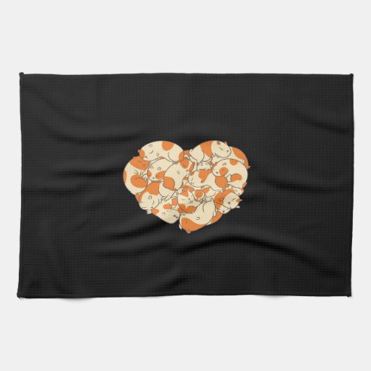 モルモットハートラブ |かわいいベビーモルモット キッチンタオル (横)