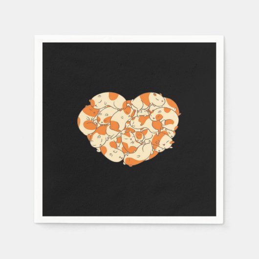 モルモットハートラブ |かわいいベビーモルモット スタンダードカクテルナプキン (正面)