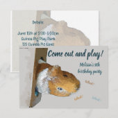 モルモットパーティーのご招待 招待状 (正面/裏面)