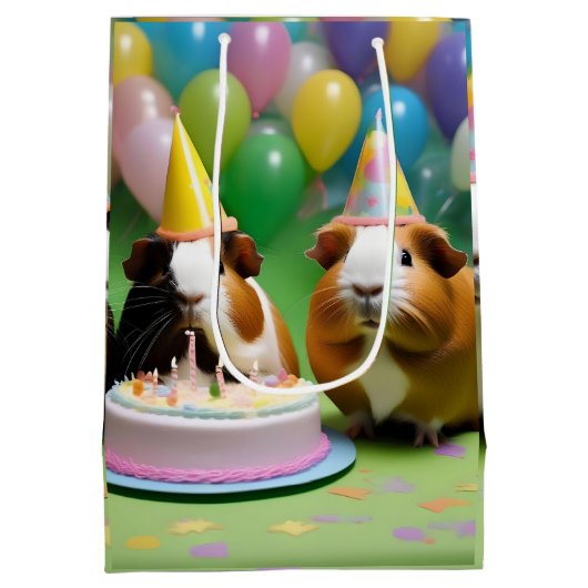 モルモットパーティー誕生パーティー ミディアムペーパーバッグ (裏面)