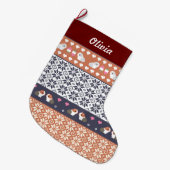 モルモットフェアアイルパタパーソナライズされたーン ラージクリスマスストッキング (正面 (吊り時))