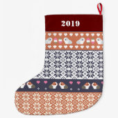 モルモットフェアアイルパタパーソナライズされたーン ラージクリスマスストッキング (裏面)