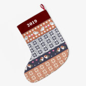 モルモットフェアアイルパタパーソナライズされたーン ラージクリスマスストッキング (裏面 (吊り時))