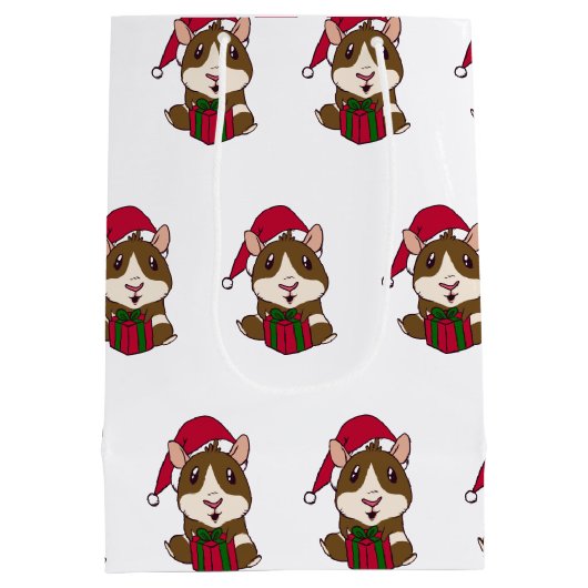 モルモット初めてのクリスマスかわいいペットパーソナライズされた ミディアムペーパーバッグ (裏面)