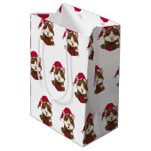 モルモット初めてのクリスマスかわいいペットパーソナライズされた ミディアムペーパーバッグ (裏面アングル)