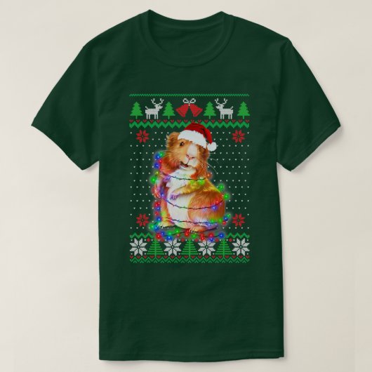 モルモット動物のクリスマス Tシャツ (デザイン正面)