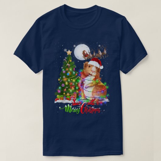 モルモット動物メリークリスマス動物愛好家T-S Tシャツ (デザイン正面)