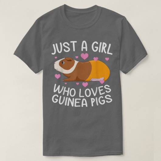 モルモット大食の贈り物を愛すおもしろいる女の子 Tシャツ (デザイン正面)