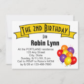 モルモット子ども2歳の誕生日パーティーバルーン 招待状 (裏面)