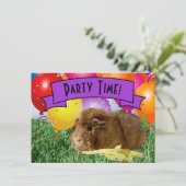 モルモット子ども3歳の誕生日パーティーバルーン 招待状 (スタンド正面)