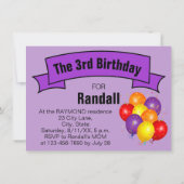 モルモット子ども3歳の誕生日パーティーバルーン 招待状 (裏面)