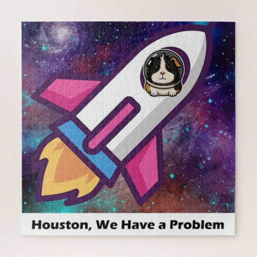 モルモット宇宙飛行士の宇宙船キッズTシャツ Houston We Have A Problem ジグソーパズル (縦)