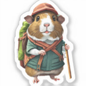 モルモット探検家 ハイカー 誕生日 シール (正面)