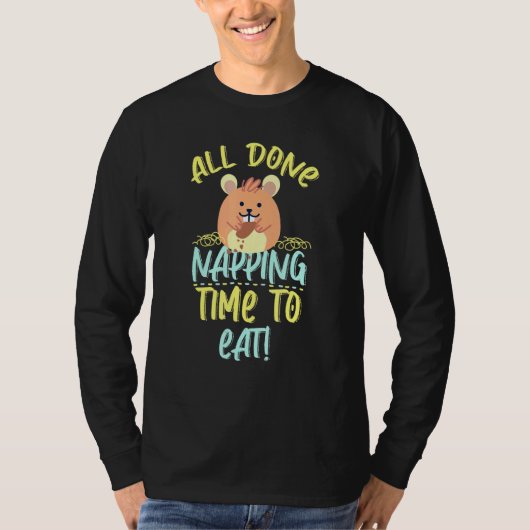 モルモット昼寝と食べの1 Tシャツ (正面)