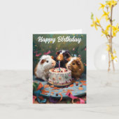 モルモット祝ズ誕生日 カード (黄色い花)