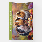 モルモット誕生日パーティバナー 横断幕 (縦)