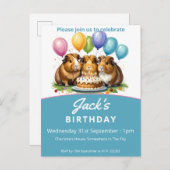 モルモット誕生日パーティー インビテーションポストカード (正面/裏面)