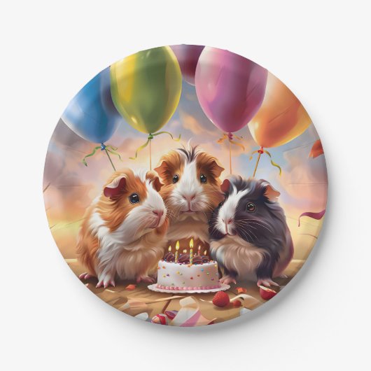 モルモット誕生日パーティー ペーパープレート (正面)