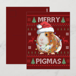 モルモット醜いクリスマスセーターメリーピグマ ポストカード
