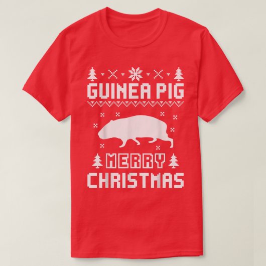 モルモット醜いクリスマスセーター Tシャツ (デザイン正面)
