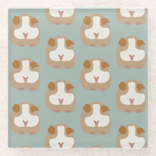 モルモット顔 ガラスコースター (正面)