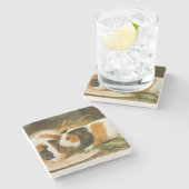 モルモット食べ物を与えのペット(James Ward) ストーンコースター (横)