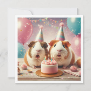 モルモット食べ物ズのケーキ誕生日の招待状 招待状