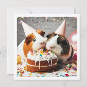 モルモット食べ物ズのケーキ誕生日の招待状 招待状
