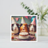 モルモット食べ物ズのケーキ誕生日の招待状 招待状 (スタンド正面)