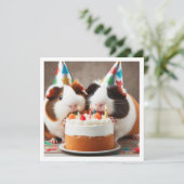 モルモット食べ物ズのケーキ誕生日の招待状 招待状 (スタンド正面)