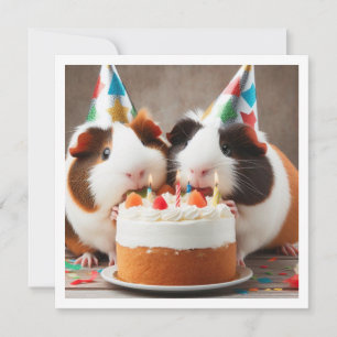 モルモット食べ物ズのケーキ誕生日の招待状 招待状