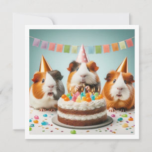 モルモット食べ物ズのケーキ誕生日の招待状 招待状