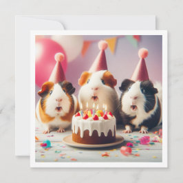 モルモット食べ物ズのケーキ誕生日の招待状 招待状