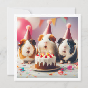 モルモット食べ物ズのケーキ誕生日の招待状 招待状