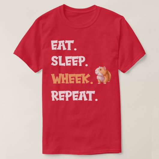 モルモット食べ眠りホエックが繰り返し Tシャツ (デザイン正面)