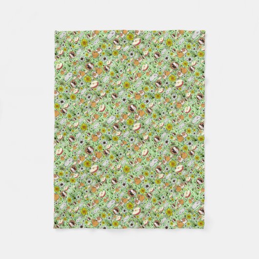 モルモット・イン・グリーン フリースブランケット (正面)