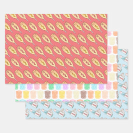 モルモット、カピバラ、コアラなどフードパターン ラッピングペーパーシート