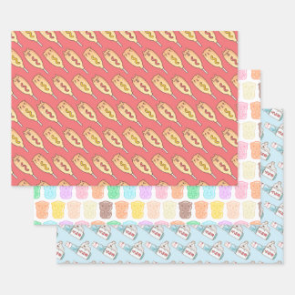 モルモット、カピバラ、コアラなどフードパターン ラッピングペーパーシート