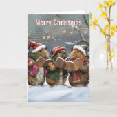 モルモット・キャロル・シンガー・クリスマス カード (黄色い花)