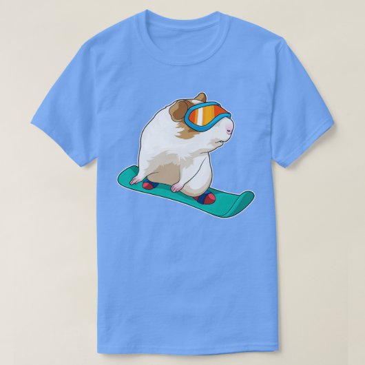 モルモット スノーボーダー スノーボード Tシャツ (デザイン正面)