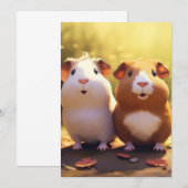 モルモット テーマ デザイン かわいい 招待状 (正面/裏面)