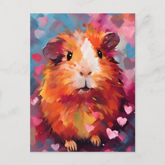 モルモット・バレンタインデー ポストカード (正面)