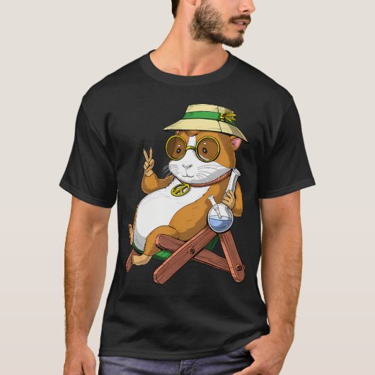 モルモット ヒッピー 大麻好き Tシャツ (正面)