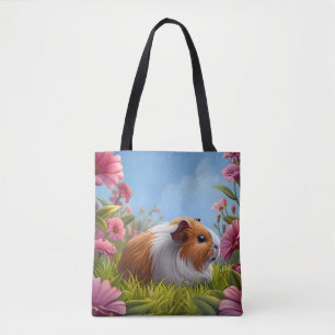 モルモット・ピンク・フラワーパラダイス トートバッグ