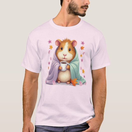 モルモット+ブランケット+秋の桜gif tシャツ (正面)