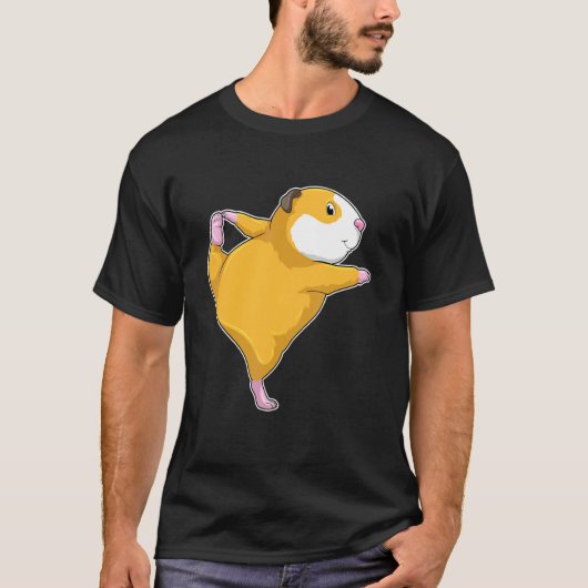 モルモット ヨガ フィットネス スポーツ Tシャツ (正面)