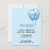 モルモット 女の子 青い風船 オーダーメイド 誕生日 招待状 (裏面)