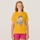 モルモット 画家 ペイントブラシ 絵画 Tシャツ (正面フル)